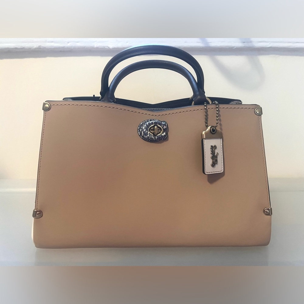 Coach Tan and Black Leather Satchel